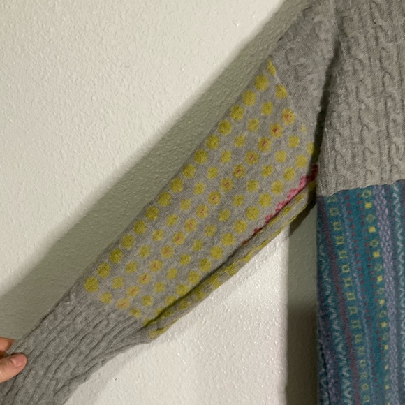 Sundance Cardigan Sweater Coat Patchwork Lambswool Blend Duster Buttons Medium - Picture 9 of 16